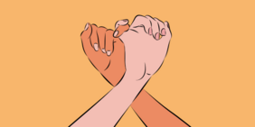 Grafik von zwei weiblichen Händen, die einen Pinky Swear machen.