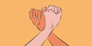 Grafik von zwei weiblichen Händen, die einen Pinky Swear machen.
